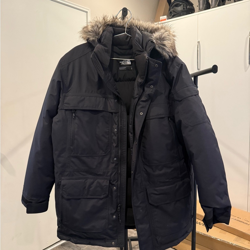 The North Face Men's Black Puffer Jacket with Fur Hood